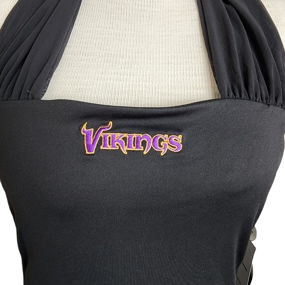 NFL Couture Black Halter Sheer Square Neck Women's  Top  Size L NWT - Picture 3 of 7